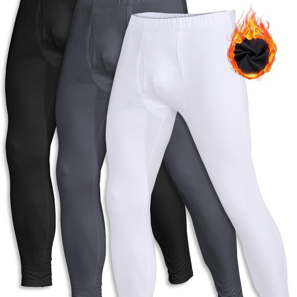 Men's Fleece Lined Thermal Base Layer Pants Stretchy Cold Weather Leggings